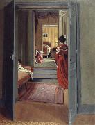 Felix Vallotton Interior with Woman in red USA oil painting artist